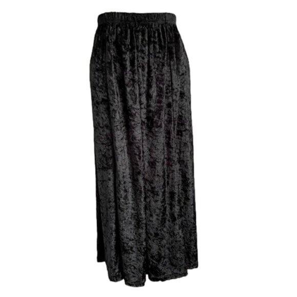 Vintage Black Crushed Velvet Maxi Long Skirt - Medium - Picture 2 of 7